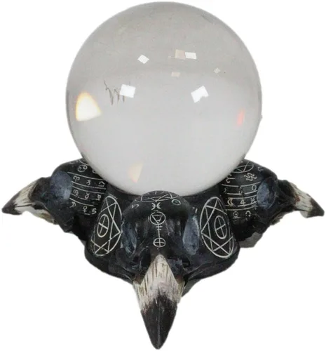 Vista 4 de Ebros Gift Wicca Adivinador psíquico Cuervo cuervo Calaveras Geometría Sagrada Cristal Gazing Ball Figurine Brujería Brujas Divinidad Wicca
