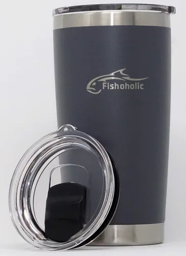 Vista 7 de Fishoholic Regalo de pesca – Vaso de acero inoxidable de doble pared – 20 onzas, 30 onzas y 36 onzas