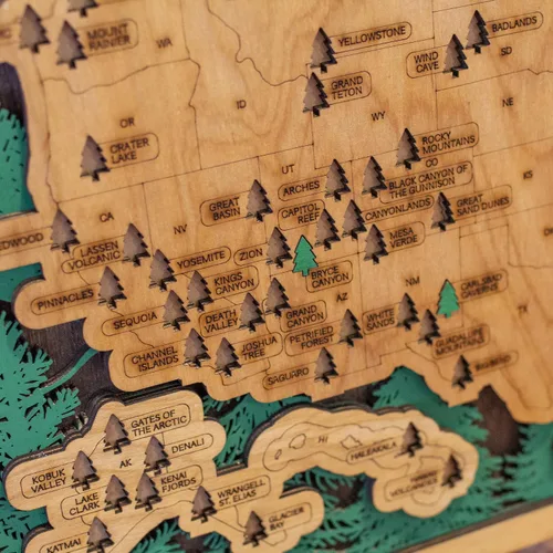 Vista 4 de Mapa de Viaje de Parque Nacional de Madera (Tu Nombre Personalizado)