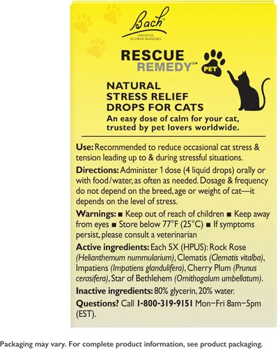 Vista 6 de Rescue Remedy Pet Dropper para gatos – 0.3 onzas líquidas – Soporte de estrés y tensión para gatos con esencias florales naturales de Bach – Fórmula