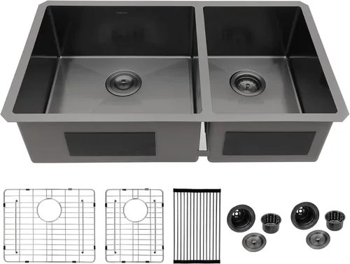 Vista 16 de Logmey Fregadero de cocina de doble tazón Acero inoxidable