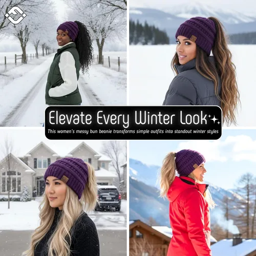 Vista 186 de Funky Junque - Gorro para mujer con ranura para cola de caballo