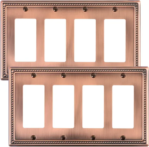 Vista 107 de Paquete de 2 cubiertas de placa de interruptor de luz de doble palanca, cubiertas decorativas de placa de doble interruptor Pearls, placa de pared