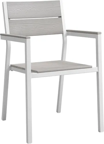 Vista 5 de Modway Silla de aluminio para patio al aire libre de Maine en gris marrón