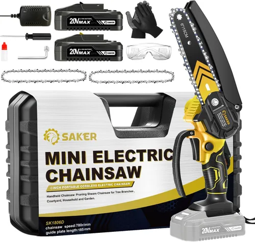 Vista 8 de Saker - Mini motosierra eléctrica y portátil de 6 pulgadas, para podar ramas de árboles, usar en hogar y jardín
