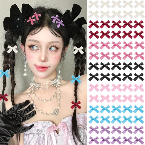 Vista 15 de Mini lazos para el cabello para mujeres y niñas, lindos clips para el cabello pequeños tipo cocodrilo de cola larga, accesorios de cinta