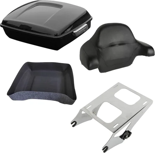 Vista 29 de XFMT Maleta negra mate cortada de 10.7 pulgadas con pestillo para Harley Trunk Touring Road King Street Glide Road Glide Electra Glide 2014-2025