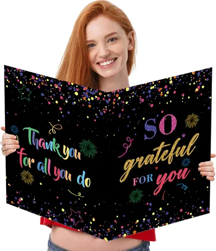 Vista 25 de Idealmuzik Tarjeta Jumbo de Feliz 10º Aniversario – Tarjeta de Felicitación de Congratulaciones Grande Plegada de 14x22 Pulgadas con Sobre, Tarjeta
