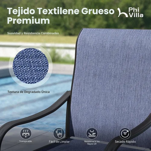 Vista 3 de PHI VILLA Juego de comedor de 5 piezas para patio al aire libre con sillas giratorias (azul) y mesa de comedor de acero de metal de 37 x 37 pulgadas