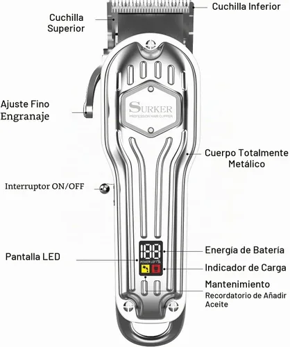 Vista 5 de SURKER Cortadora de pelo para hombre, inalámbrico, kit profesional de corte de pelo para hombres, pantalla LED recargable