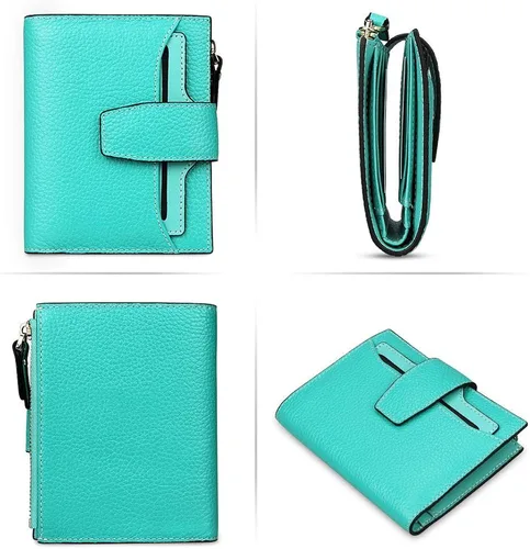 Vista 7 de FT FUNTOR RFID - Billetera de cuero para mujeres, tarjetero de mujer, pequeña billetera compacta de bolsillo con ventana para identificación