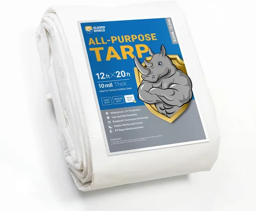 Vista 123 de GUARD SHIELD - Lona resistente, impermeable, de polietileno, gruesa, resistente a los rayos ultravioleta, con ojales, para exteriores, 6 x 8 pies