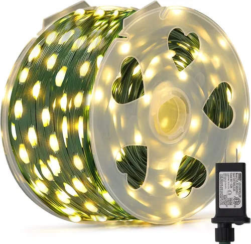 Vista 10 de LJLNION 1000 luces LED de Halloween, 328 pies de largo, guirnalda de luces de hadas para exteriores, impermeable, IP65, luces de alambre de cobre