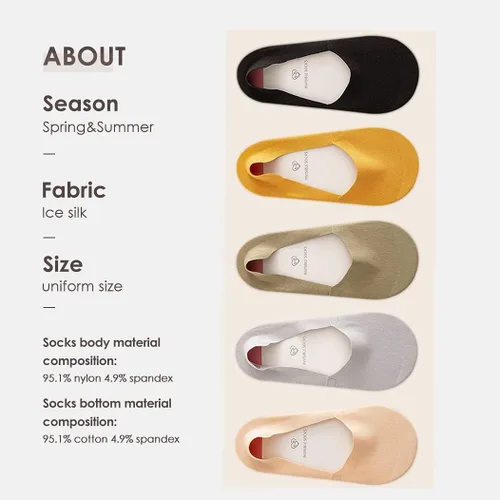 Vista 3 de fidragon Calcetines invisibles para mujer, de corte bajo, invisibles para zapatos planos y de vestir, calcetines con agarre antideslizante