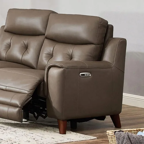 Vista 6 de Hydeline Torino Zero Gravity Power reclinable y reposacabezas de cuero de grano superior con puertos USB integrados, trufa, espuma viscoelástica