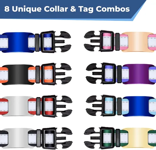 Vista 2 de GoTags Collar reflectante para perro con placa de identificación personalizada, collar de perro ajustable con placa de identificación de mascota