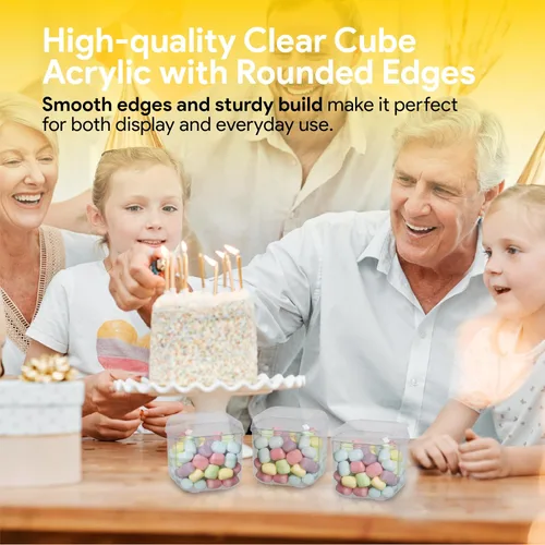 Vista 4 de Hammont Caja de acrílico – Cajas de regalo de fiesta – Cubo transparente con bordes redondeados para regalos, bodas, golosinas, dulces y accesorios