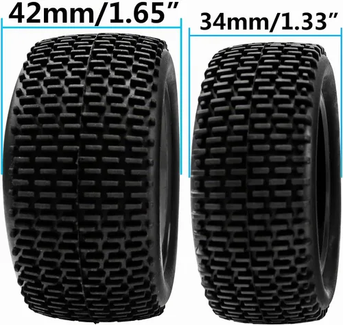 Vista 7 de Neumático de goma OD 88mm/3.46" delantero trasero y llantas de rueda de plástico con cubo de 12mm Hex compatibles con Redcat Tornado Shockwave HPI
