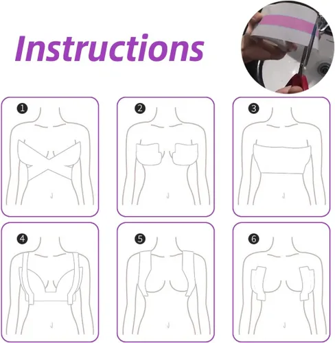 Vista 3 de Cinta adhesiva transparente para levantamiento de senos - Sujetador autoadhesivo transparente Push Up Cinta Atlética Invisible