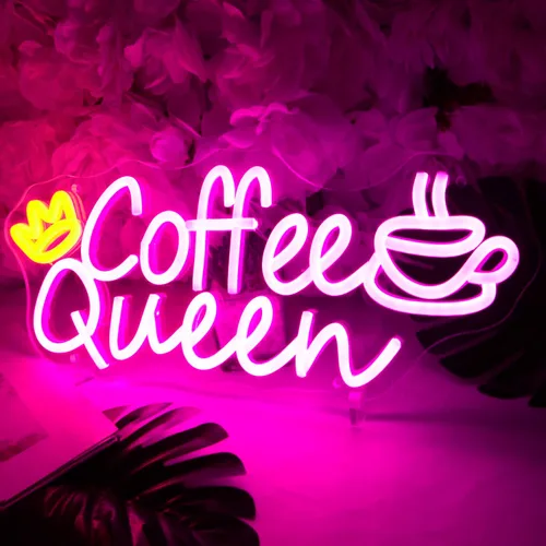 Vista 3 de Britrio Coffee Queen Letrero de Neón para Hogar Cafetería Bar Cocina Comedor Luz Fiesta de Cumpleaños Dormitorio Restaurante Pub Cueva de Hombre