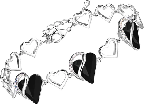 Vista 20 de Leafael Pulsera de eslabones de corazón infinito, piedra natal o piedra curativa para mujer, regalo de joyería de tono plateado para ella, cadena