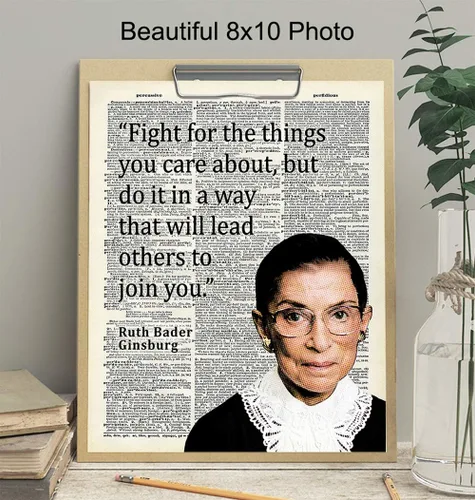 Vista 3 de Ruth Bader Ginsburg - Arte de pared con cita motivacional RBG, decoración del hogar, decoración de habitación para oficina, dormitorio, regalo