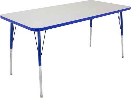 Vista 14 de FDP - Mesa rectangular para actividades escolares y de oficina (24 x 48 pulgadas), patas estándar con deslizadores giratorios, altura ajustable