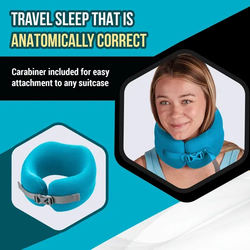 Vista 4 de Skypillow - Almohada ortopédica de viaje para el cuello, soporta de forma segura el cuello para evitar calambres y dolor en el cuello. Almohada