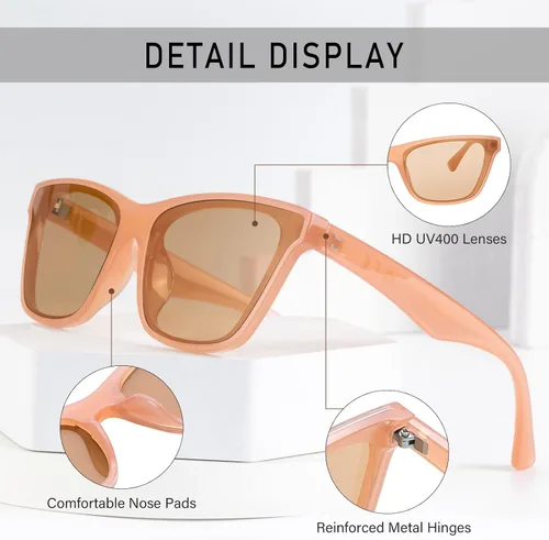 Vista 3 de Gafas de sol polarizadas para mujeres y hombres, gafas de sol cuadradas clásicas