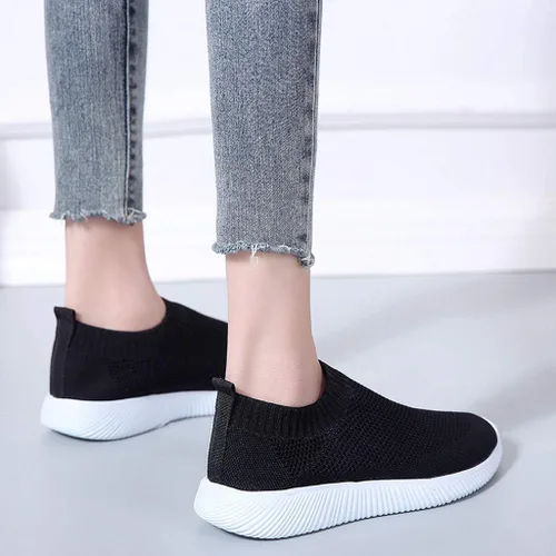 Vista 4 de Zapatos deportivos para caminar para mujer, plataforma de malla transpirable, plataforma de color para otoño, a la moda, sencillos, cómodos