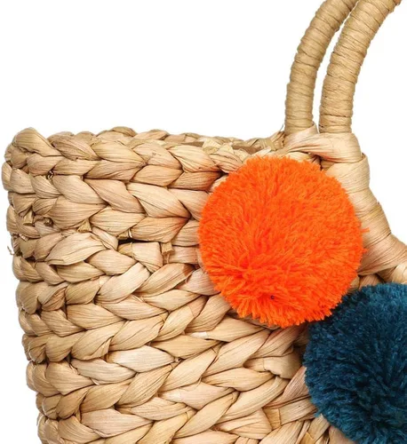 Vista 4 de Bolsa de ratán de verano para mujer, de paja tejida a mano, con asa superior, para playa, mar, paja de ratán