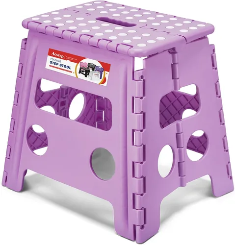 Vista 27 de ACSTEP Taburete plegable de 9 pulgadas, capacidad de 300 libras, taburetes plegables de plástico para niños y adultos, taburete plegable adecuado