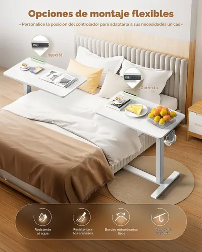 Vista 7 de Mesa eléctrica de 24 x 16 pulgadas, escritorio con ruedas para Blanco