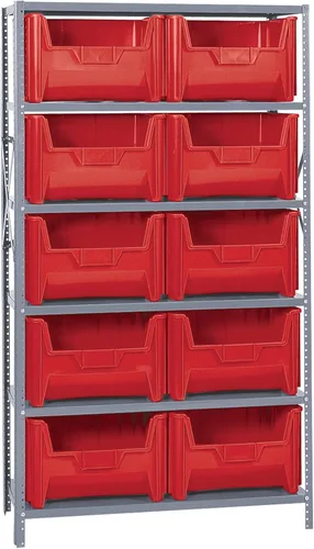 Vista 363 de Quantum QSBU-245BK Heavy Duty Shelving Unit with (7) Shelves and (24) QUS245 Black Bins for Garage Warehouse Storage Distribution 400 lb Load