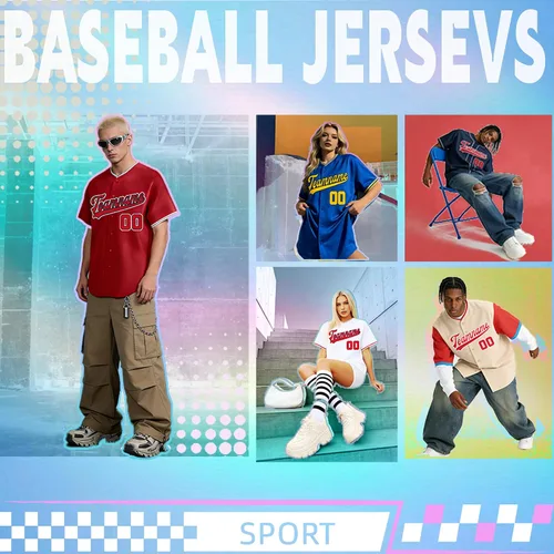 Vista 6 de Camiseta de béisbol personalizada cosida con el nombre del equipo, número de equipo, camisas con logotipo, uniforme deportivo impreso para hombres
