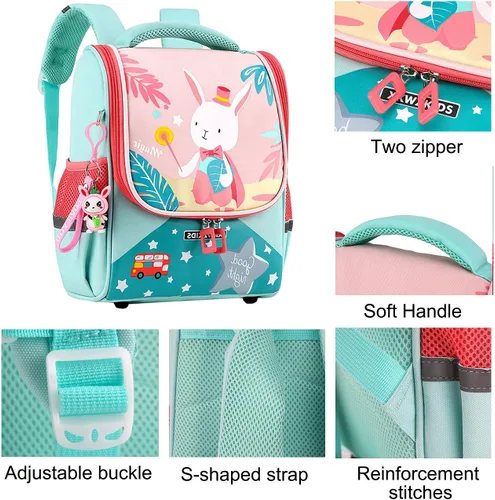 Vista 7 de JiaYou Unisex preescolar Mochila Kindergarten Bolsa de dibujos animados Niñas Niños Daypack Amarillo Yellow Rabbit