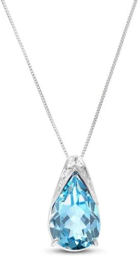 Vista 5 de Galaxy Gold GG Juego de collar y pendientes de topacio azul de oro blanco de 14 k