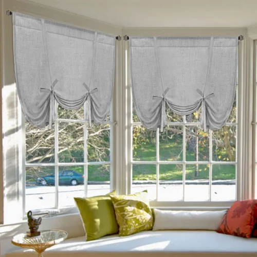 Vista 17 de H.VERSAILTEX Cortinas de lino con lazos de 63 pulgadas de largo, cortina de privacidad texturizada de lino natural, múltiples formas de colgar