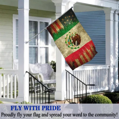 Vista 4 de NASIAN Bandera de México, banderas mexicano-americanas para exteriores, 3 x 5, doble cara, México, Estados Unidos, bandera de la amistad, bandera