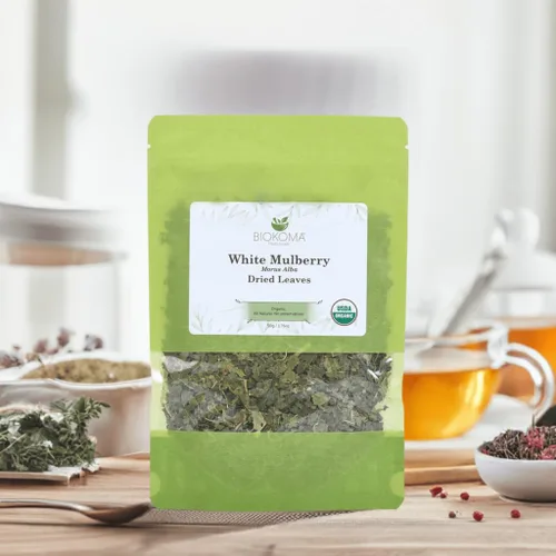 Vista 7 de Biokoma Hojas secas de morera blanca pura y orgánica, 1.76 oz (1.76 onzas) en bolsa resellable a prueba de humedad, certificado orgánico por USDA