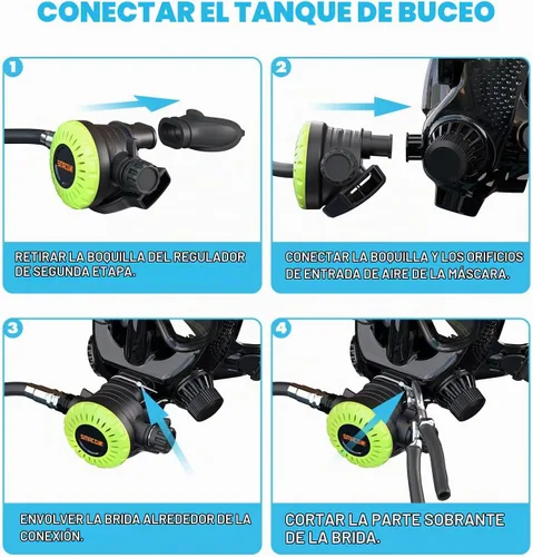 Vista 7 de SMACO Mini tanque de buceo con máscara de buceo de cara completa, S700 1.9L Mini tanque de buceo portátil botella de poni reutilizable hasta 30