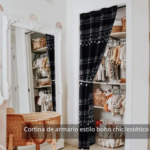 Vista 4 de Cortinas de puerta para privacidad de puerta, 80 pulgadas de largo, semi opacas, aisladas térmicas, cubierta divisora de habitaciones/persianas Negro