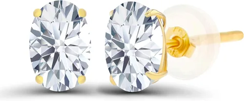 Vista 58 de Aretes ovalados de plata de ley 925 maciza chapados en oro de 0.236 x 0.157 pulgadas con piedra natal genuina para mujer Aretes de tuerca Amatista