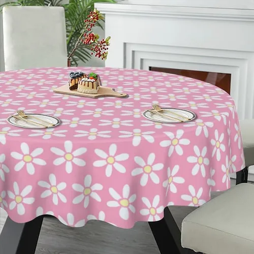 Vista 5 de Mantel redondo con diseño de flores, lavable, resistente a las arrugas, para el hogar, cocina, comedor, picnic, campamento, fiesta, vacaciones, 60