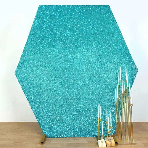 Vista 16 de Efavormart - Cubierta de fondo hexagonal de elastano color champán de 8 x 7 pies, doble cara de ajuste cómodo, diseño geométrico para decoración