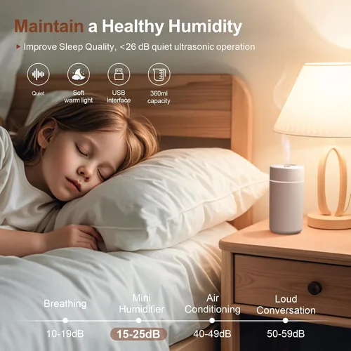 Vista 5 de Humidificador de proyección de estrella para automóvil con tanque de 12.2 fl oz, difusor portátil de niebla fría alimentado por USB, humidificador