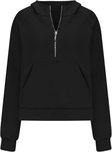 Vista 3 de Half Zip Pullover Women Oversized Hoodie Dupes Scuba Sweatshirt Plain Teen Girls Fall Fashion 2023 Workout Active Outfits