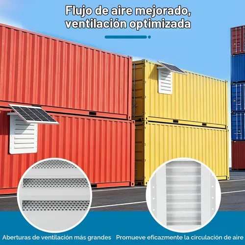 Vista 8 de Kit de ventilación solar mejorado para contenedores de envío, panel solar ajustable de 15 W, diseño de doble ventilador, resistente a la intemperie