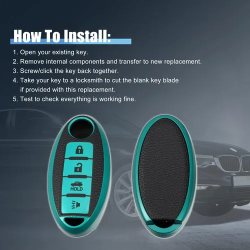 Vista 6 de X AUTOHAUX Funda de silicona para llavero inteligente para Nissan Cabstar 2008-2009, protector sin llave, color verde