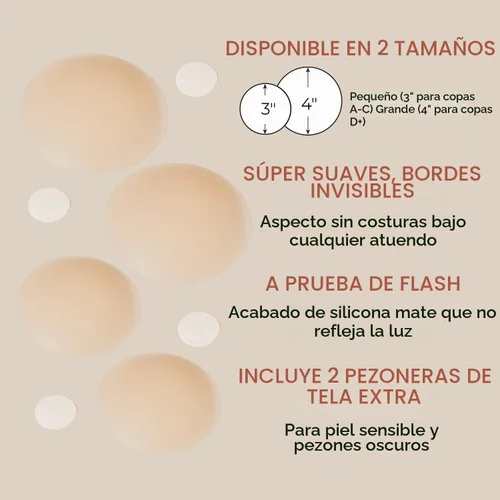 Vista 11 de Nipple Cover - Available in 6 Skin Tones, Adhesive Silicone Reusable Pasties, Covers Stickers Cacao